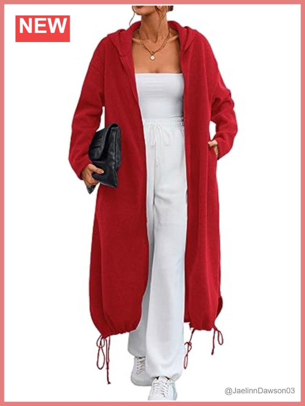 Oversized Full Zip Hoodie Drop Shoulder Drawstring Long Sweatshirt with Pockets